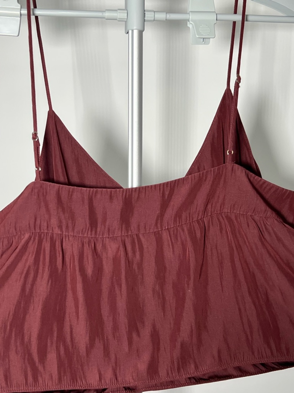 Little Moon Maroon V-Neck Spaghetti Strap Cami - Picture 3 of 4